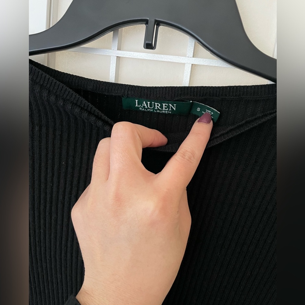 Ralph Lauren Black Light Sweater Boat Neck 3/4 Sleeve Small